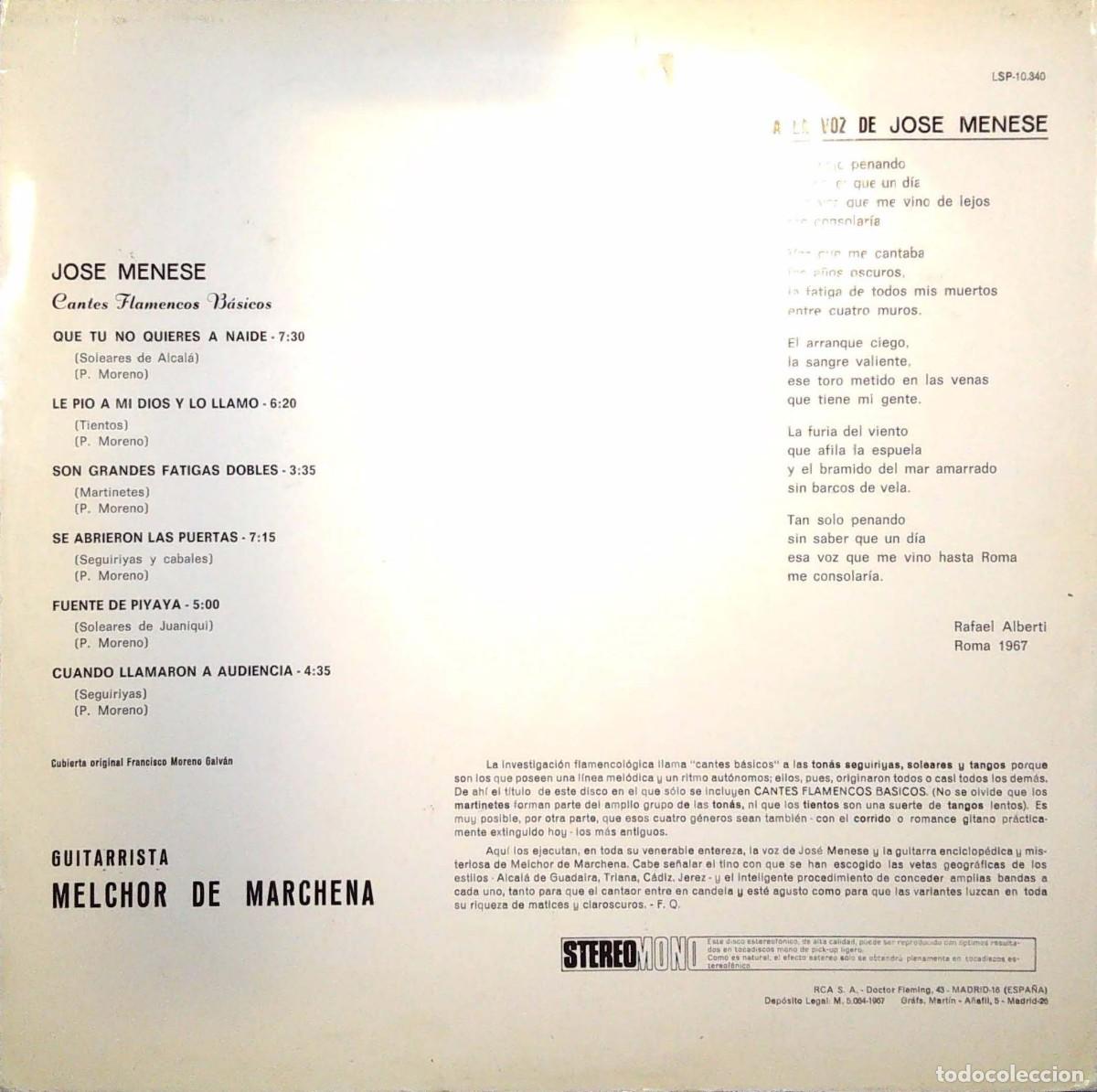Discos de vinilo: 3 LPS DE JOS&Eacute; MENESE - Foto 2
