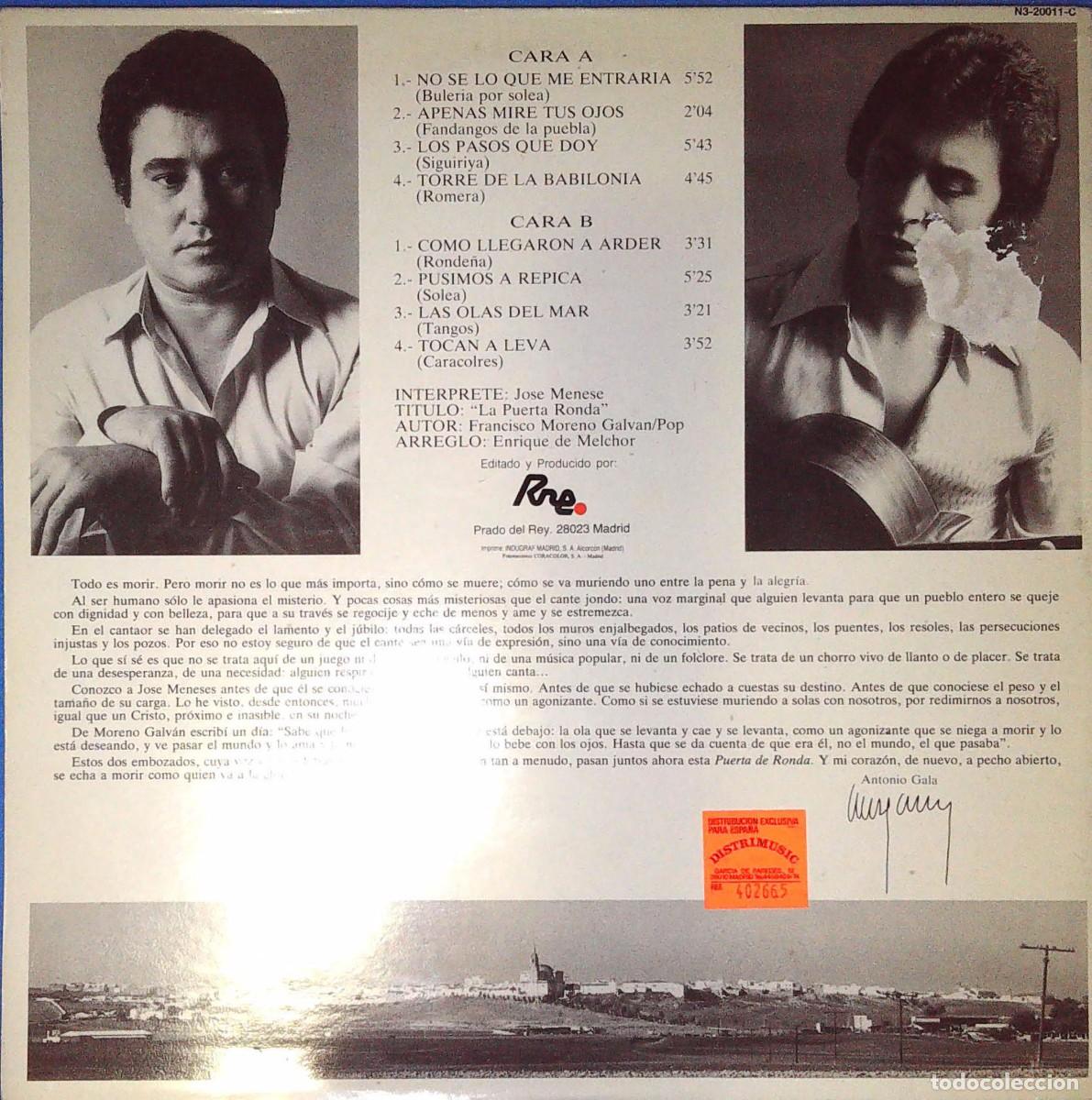 Discos de vinilo: 3 LPS DE JOS&Eacute; MENESE - Foto 6
