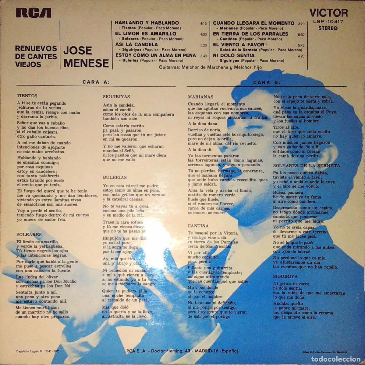 Discos de vinilo: 3 LPS DE JOS&Eacute; MENESE - Foto 11