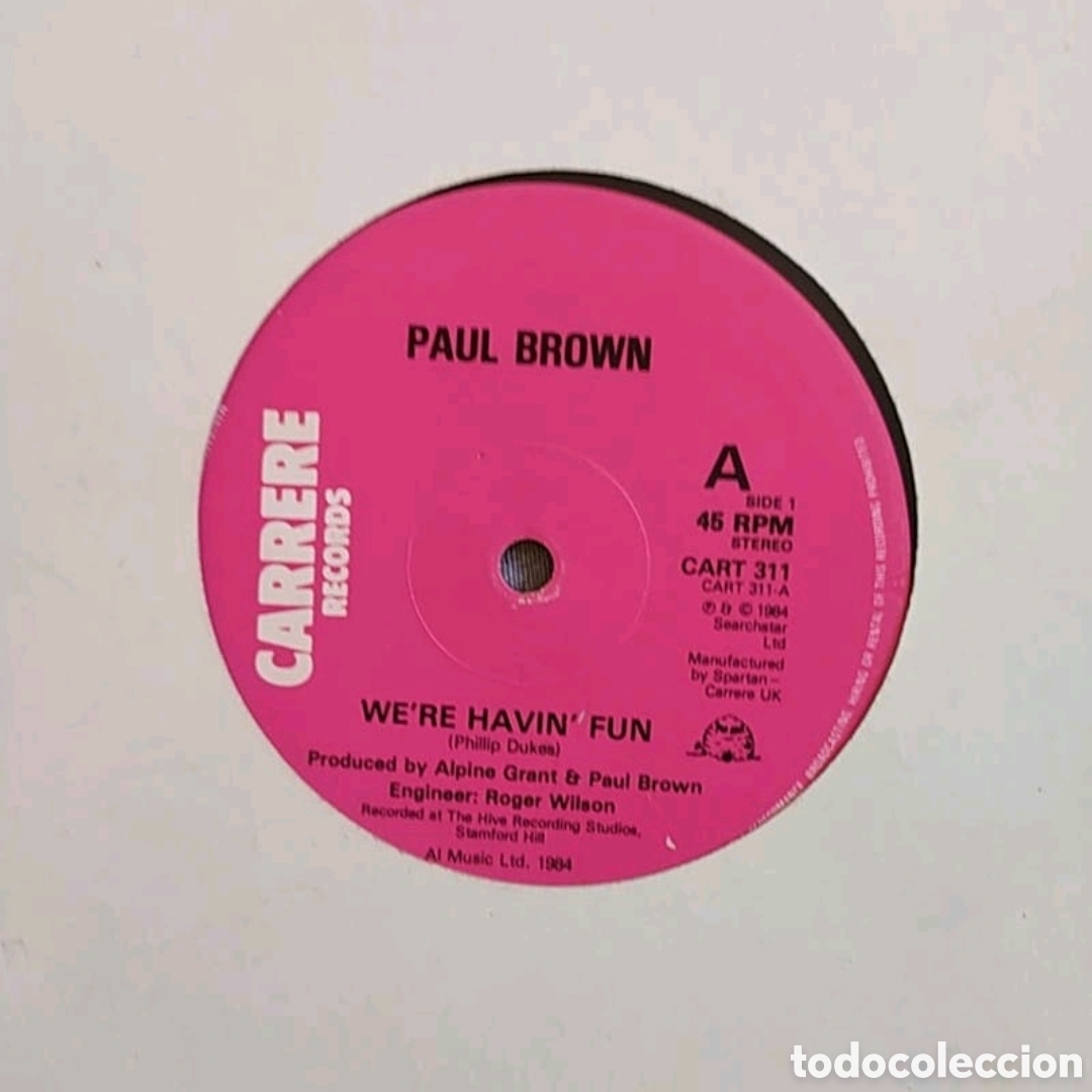 Discos de vinilo: Maxi single Paul Brown. Were Havin Fun - Foto 3