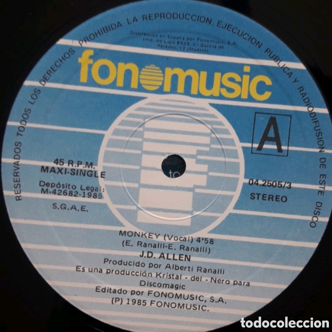 Discos de vinilo: Maxi single J.D. Allen. Monkey - Foto 3