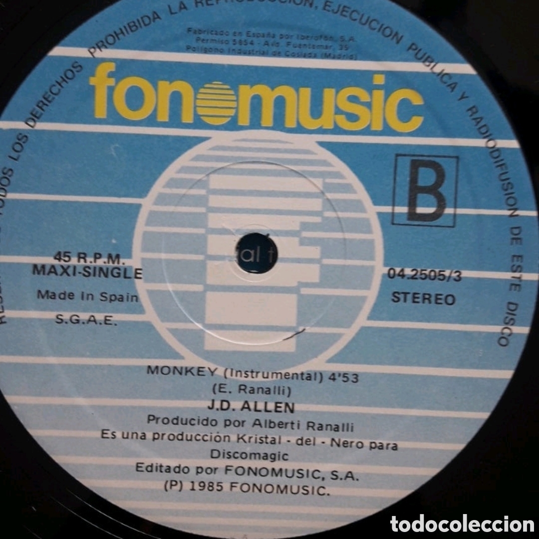 Discos de vinilo: Maxi single J.D. Allen. Monkey - Foto 4