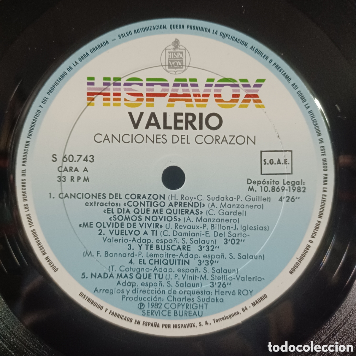 Discos de vinilo: VALERIO - CANCIONES DEL CORAZON 1982 HISPAVOX - Foto 3