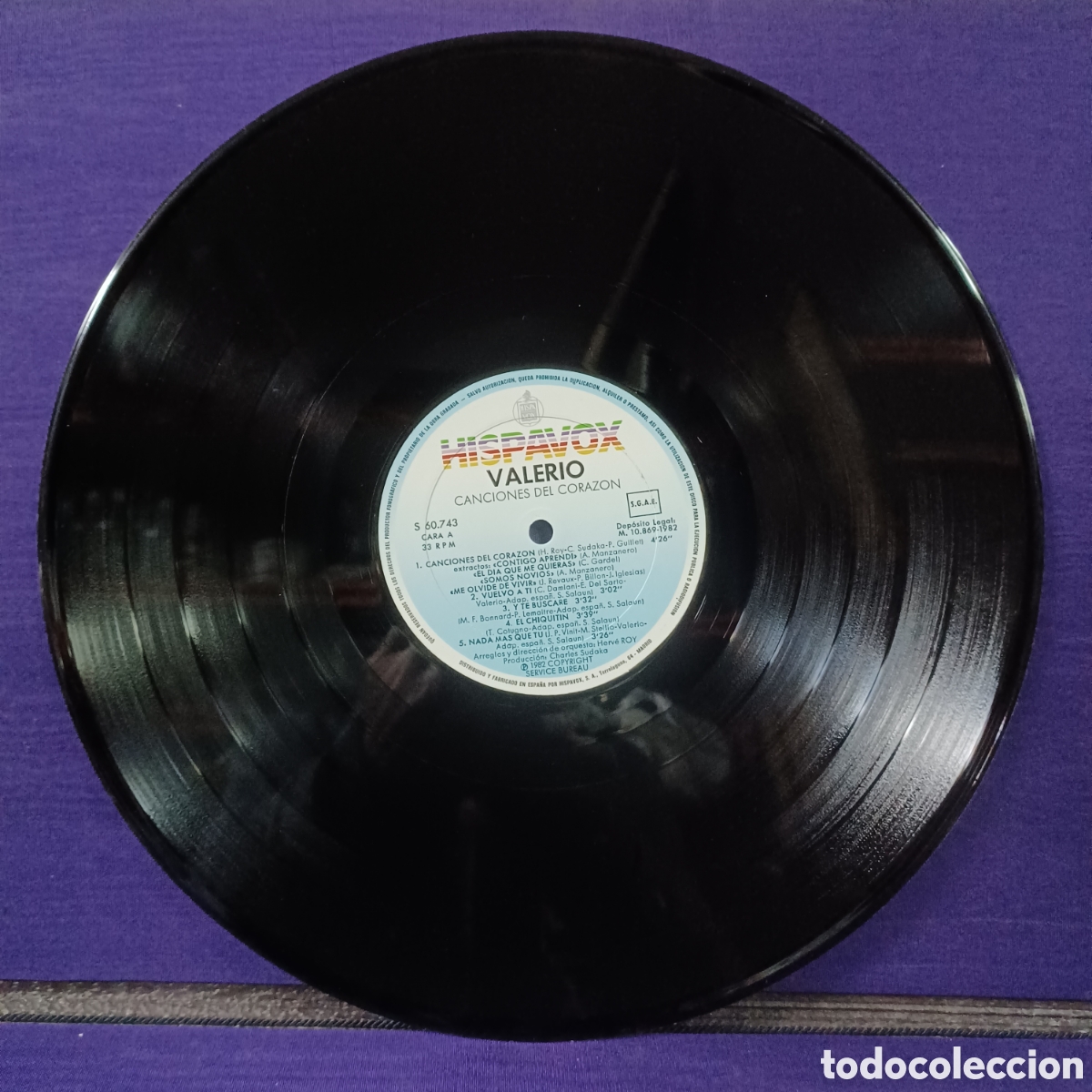 Discos de vinilo: VALERIO - CANCIONES DEL CORAZON 1982 HISPAVOX - Foto 4