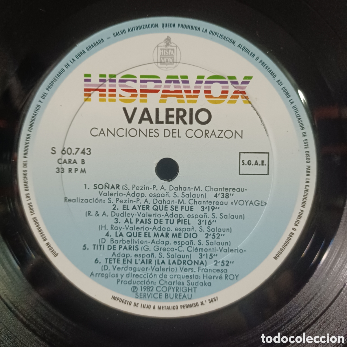 Discos de vinilo: VALERIO - CANCIONES DEL CORAZON 1982 HISPAVOX - Foto 5