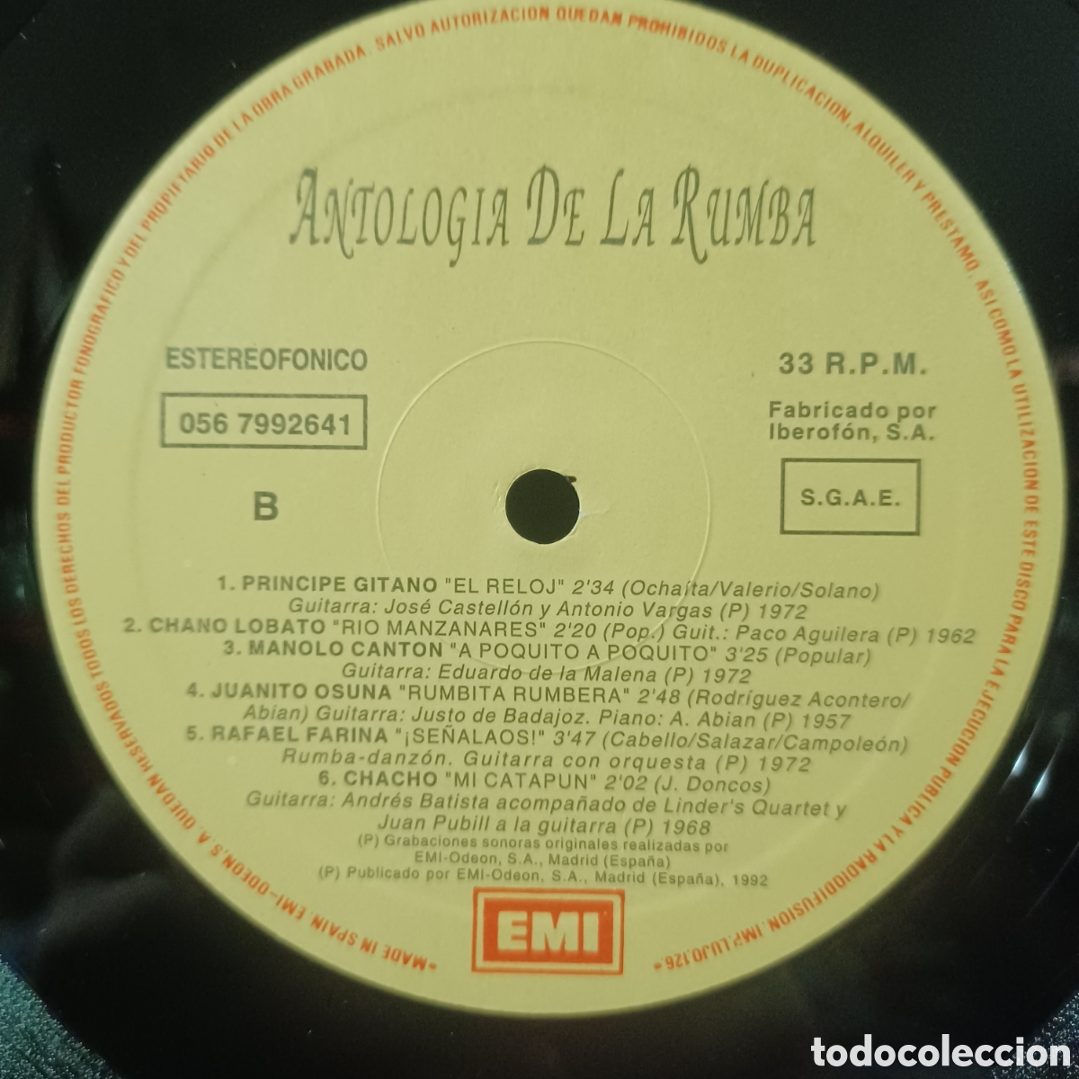 Discos de vinilo: ANTOLOGIA DE LA RUMBA - LP. EMI ODEON 1992 - Foto 5