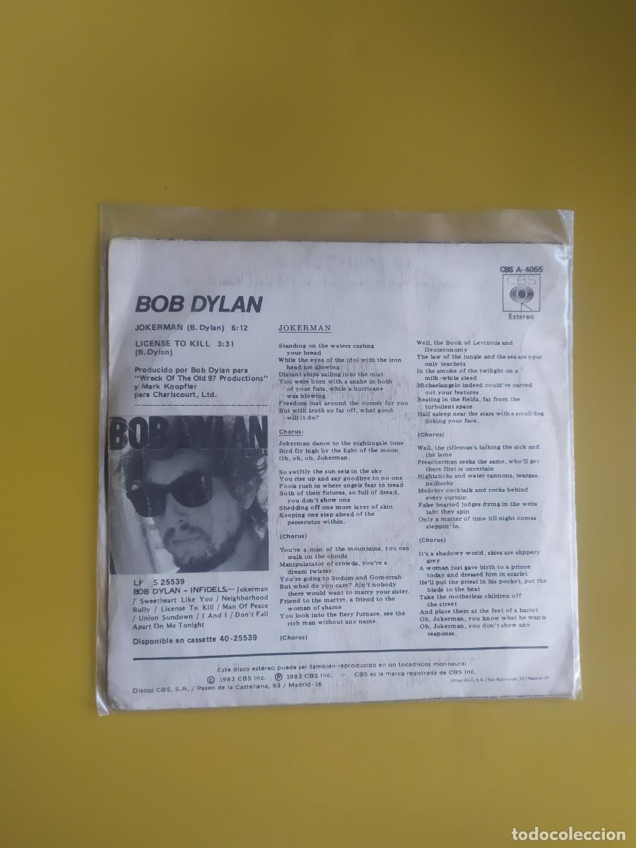 Discos de vinilo: Bob Dylan - Jokerman / license to kill 1983 - Foto 2