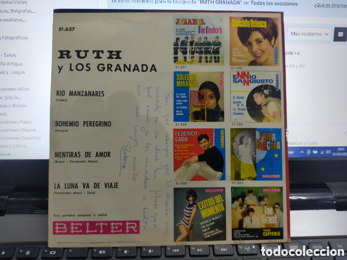 Discos de vinilo: Ruth y los granada ep r&iacute;o Manzanares + 3 1966 - Foto 2