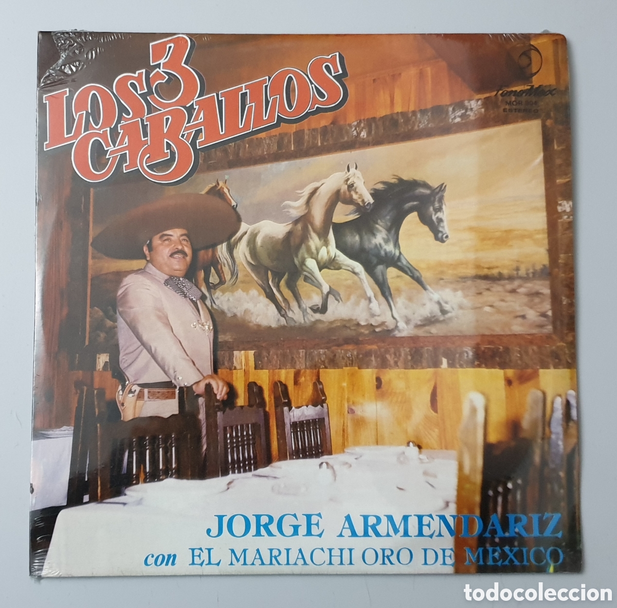 Vinyl records: LP JORGE ARMENDARIZ Y EL MARIACHI DE ORO - Los 3 Caballos (M&eacute;xico - FonoMex - 1988) SEALED NUEVO