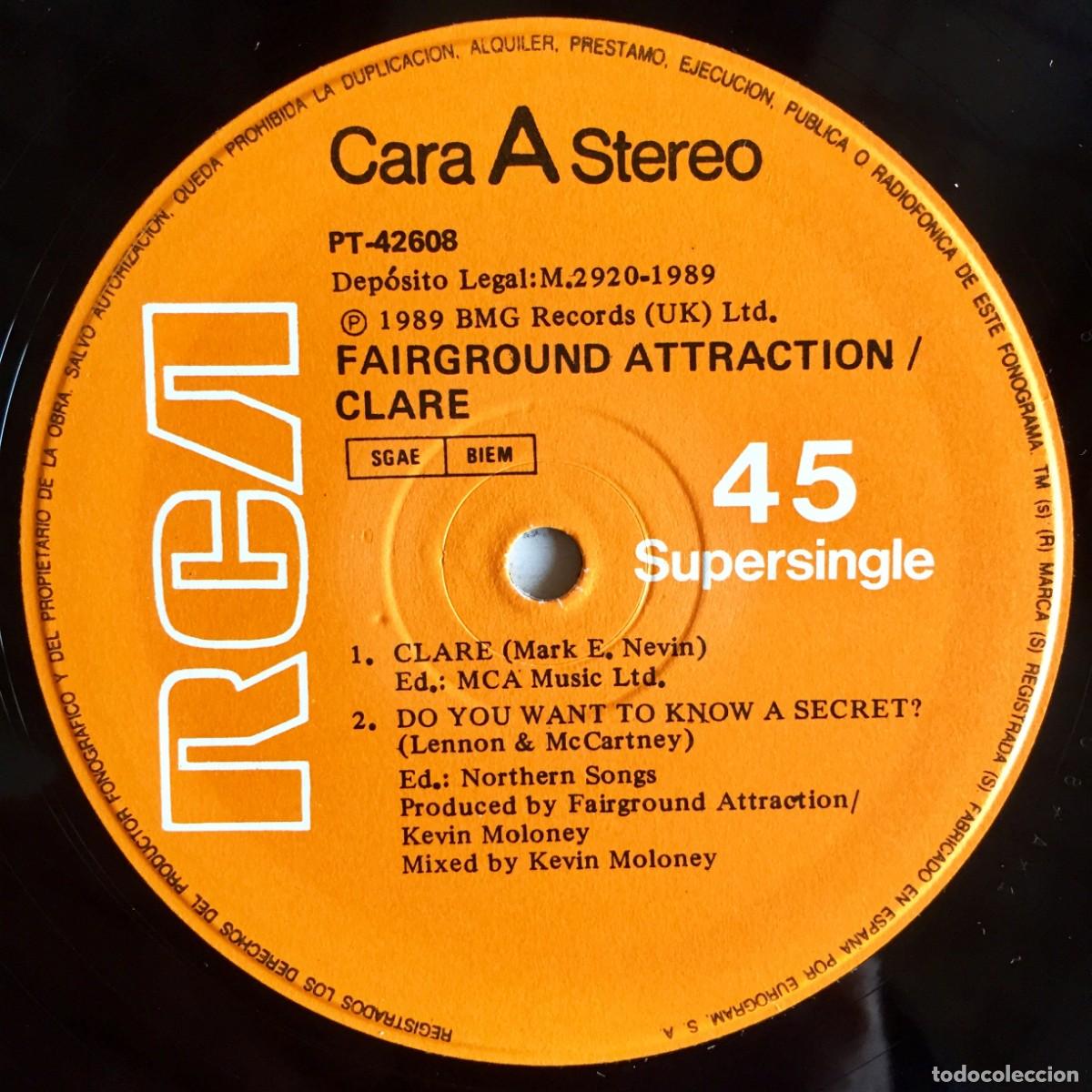 Discos de vinilo: FAIRGROUND ATTRACTION : CLARE [RCA - ESP 1989] 12&rdquo; - Foto 3