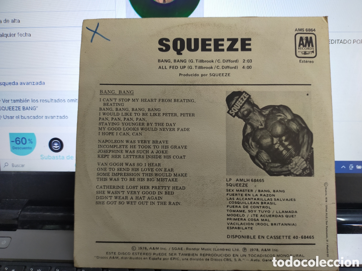 Discos de vinilo: Squeeze single bang bang Espa&ntilde;a 1978 - Foto 2
