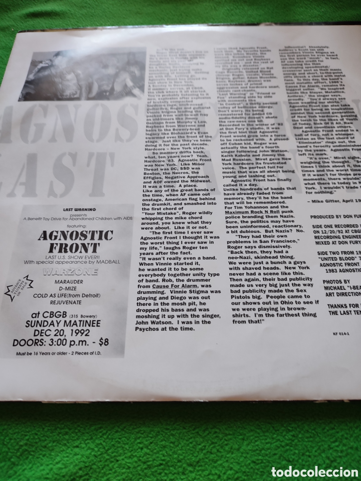 Discos de vinilo: Agn&oacute;stic Front - Last Warning - Foto 3