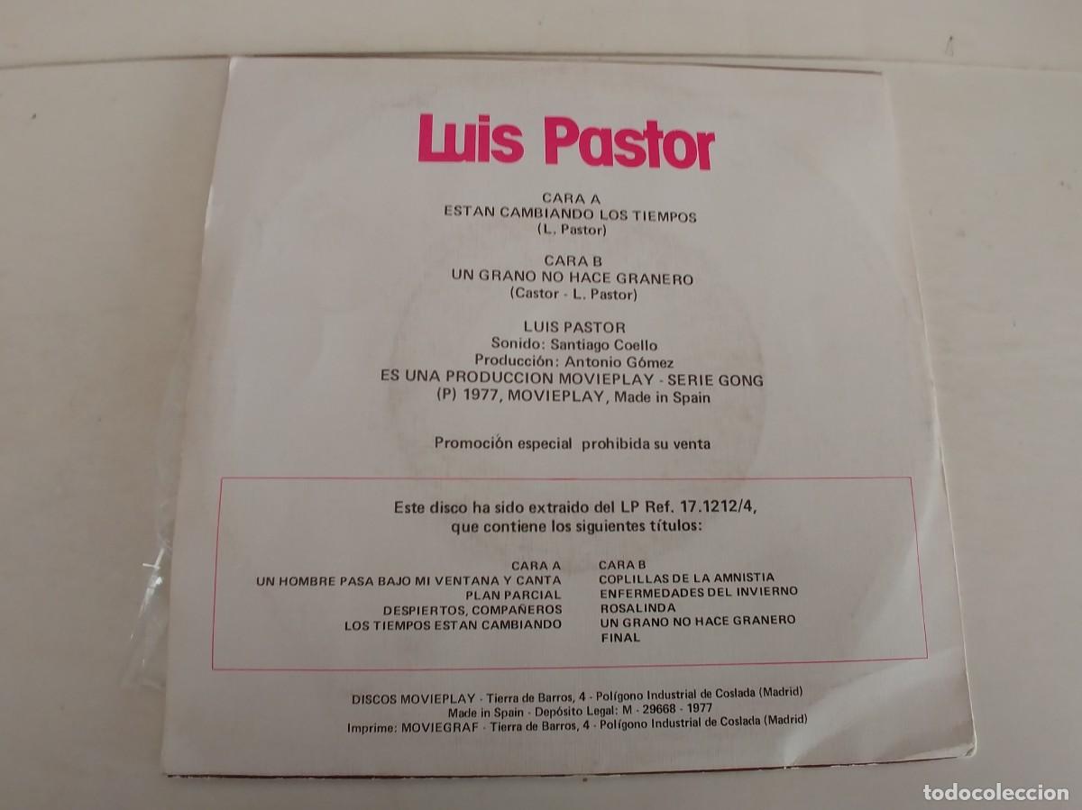 Discos de vinilo: LUIS PASTOR-SINGLE ESTAN CAMBIANDO LOS TIEMPOS - Foto 2