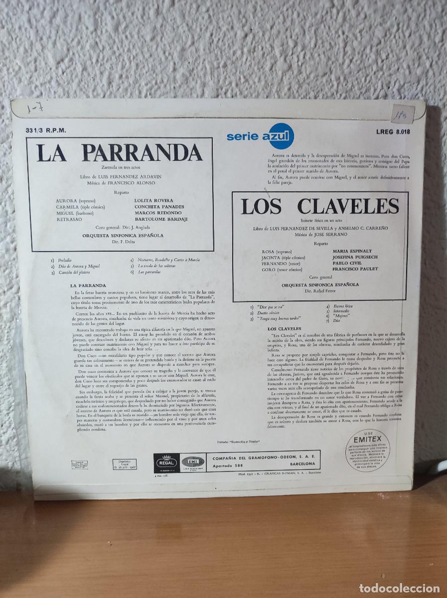 Discos de vinilo: Francisco Alonso, Jose Serrano &ndash; La Parranda / Los Claveles - Foto 2