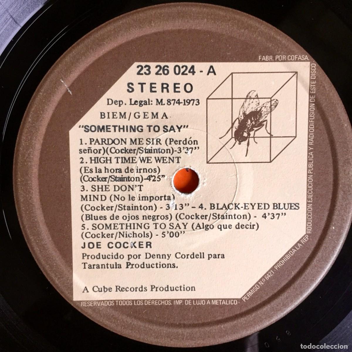 Discos de vinilo: JOE COCKER : SOMETHING TO SAY [CUBE - ESP 1973] LP - Foto 3