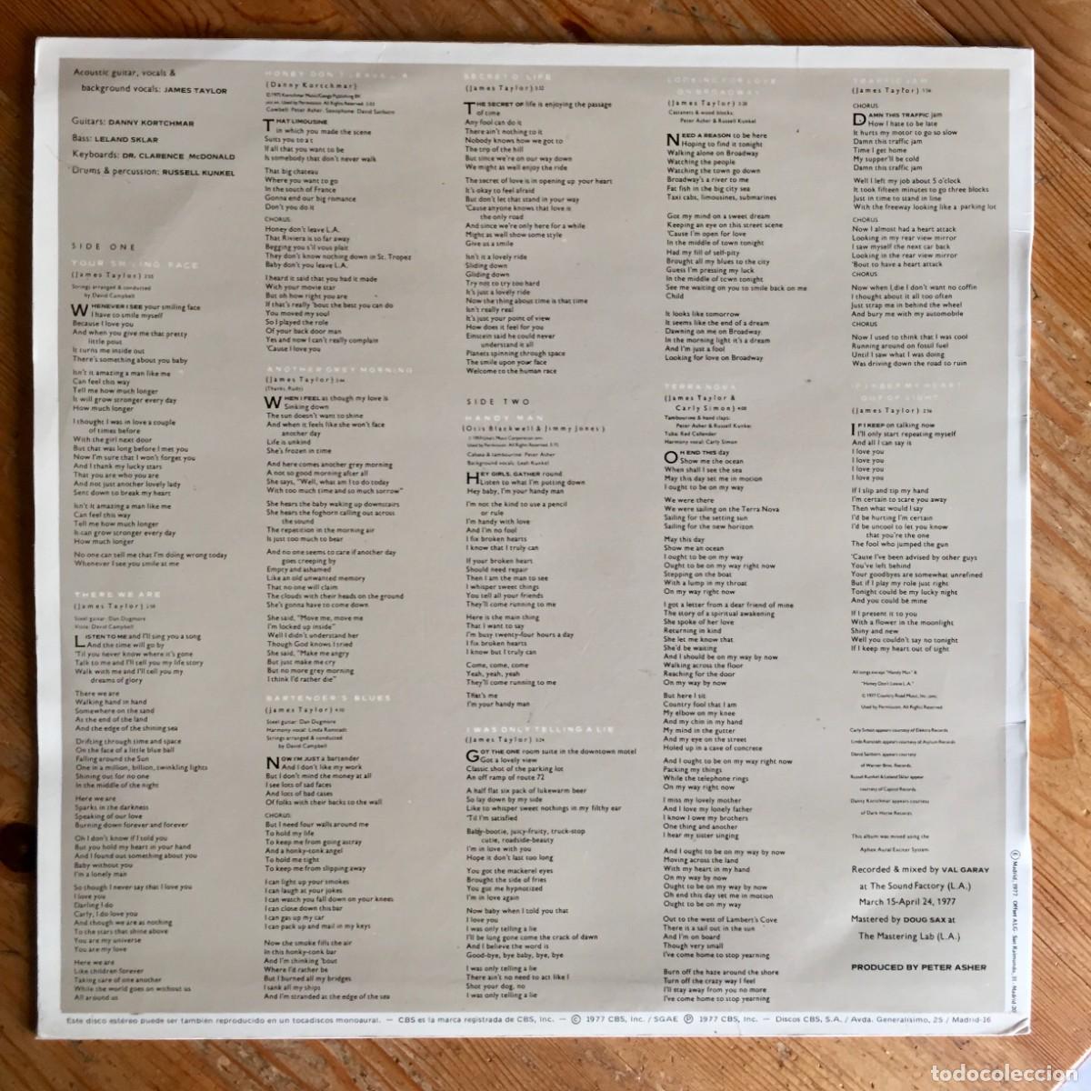 Discos de vinilo: JAMES TAYLOR : JT [CBS - ESP 1977] LP/COMP - Foto 2