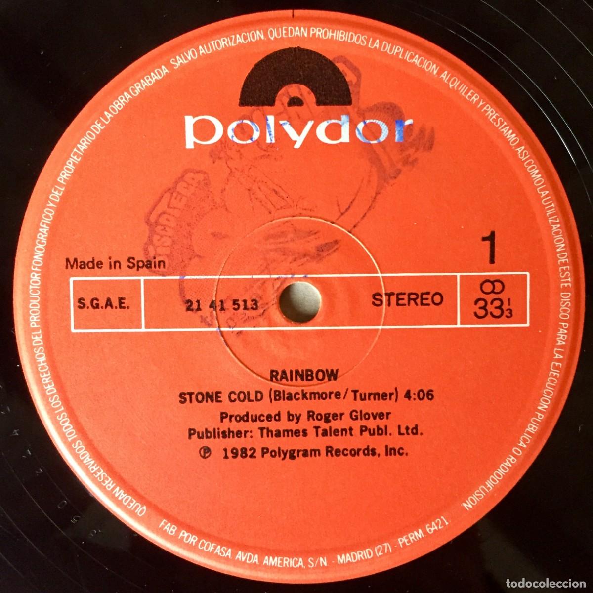 Discos de vinilo: RAINBOW : STONE COLD [POLYDOR - ESP 1982] 12&rdquo; - Foto 3