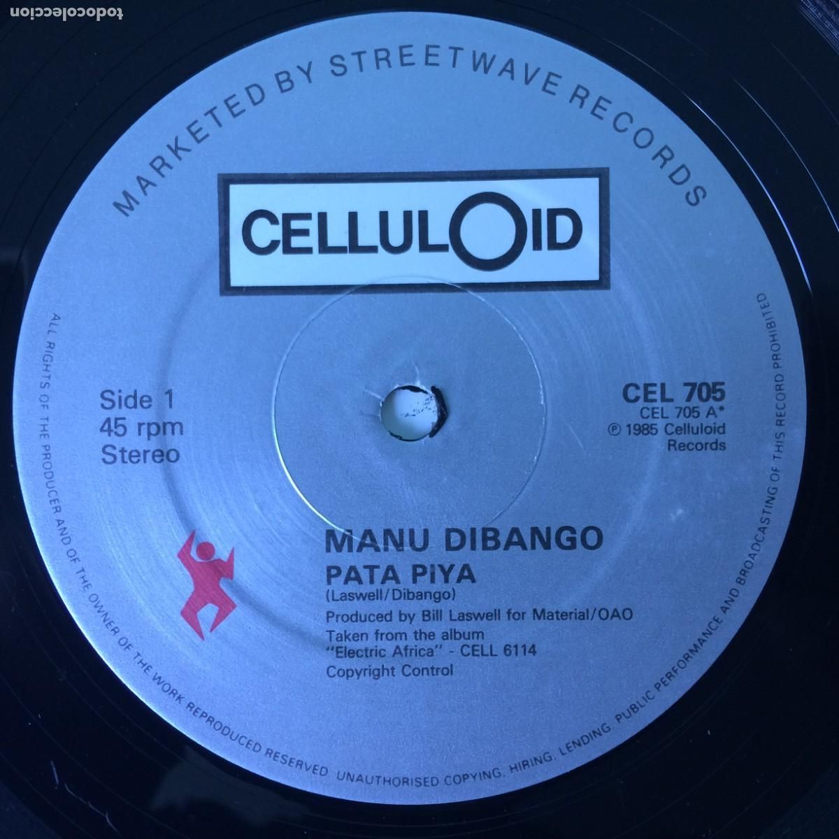 Discos de vinilo: Manu Dibango &lrm;&ndash; Pata Piya (Full Length Extended Version) , UK 1985 Celluloid Maxi - Foto 3
