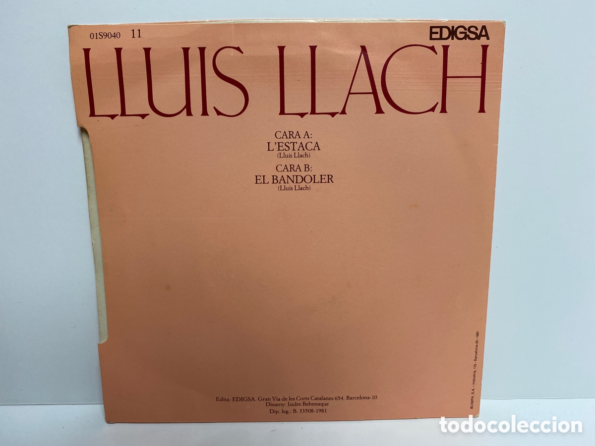 Discos de vinilo: Lluis Llach - Lestaca / El Bandoler (7&rdquo;, Single) - Foto 2