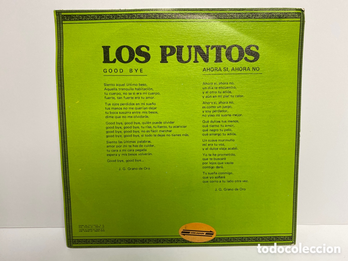Discos de vinilo: Los Puntos - Good Bye (7&rdquo;, Single) - Foto 2