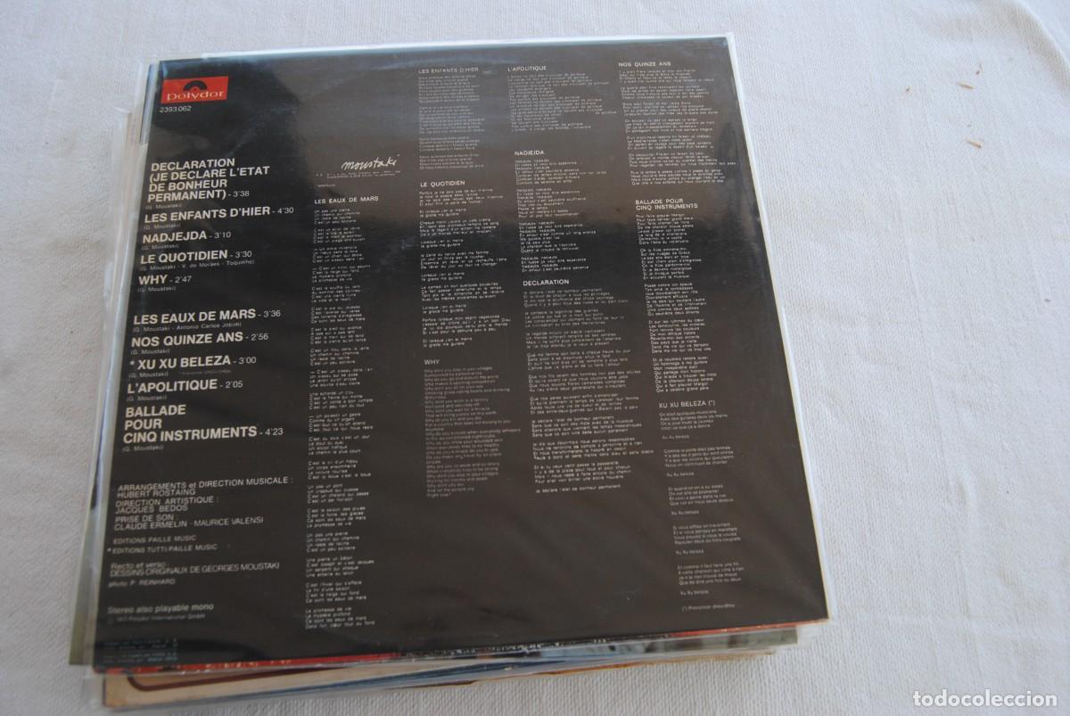Discos de vinilo: 15.- GEORGES MOUSTAKI. LP. Polydor 1973. spain - Foto 2