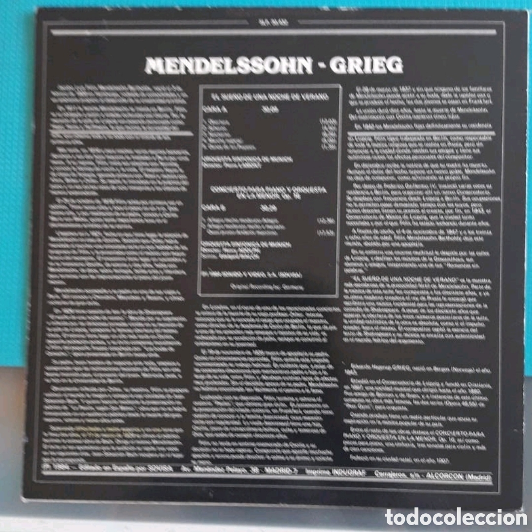 Discos de vinilo: Mendelssohn - Grieg. Orquesta Sinf&oacute;nica de M&uacute;nich - Foto 2