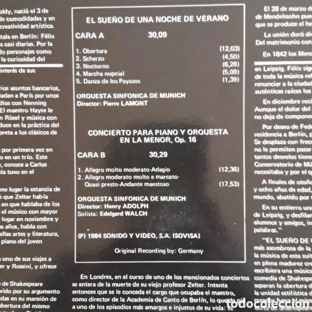 Discos de vinilo: Mendelssohn - Grieg. Orquesta Sinf&oacute;nica de M&uacute;nich - Foto 3