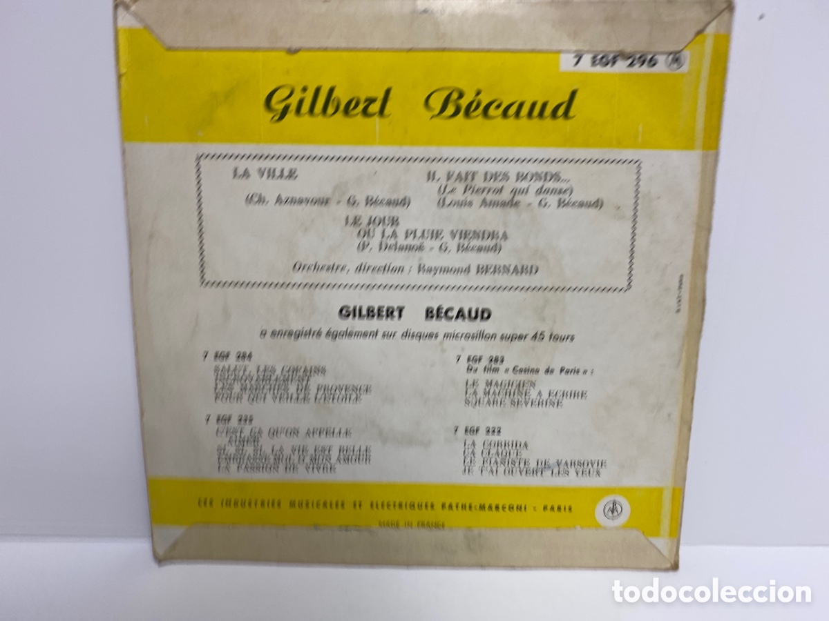 Discos de vinilo: Gilbert B&eacute;caud - La Ville (7&rdquo;, EP) - Foto 2