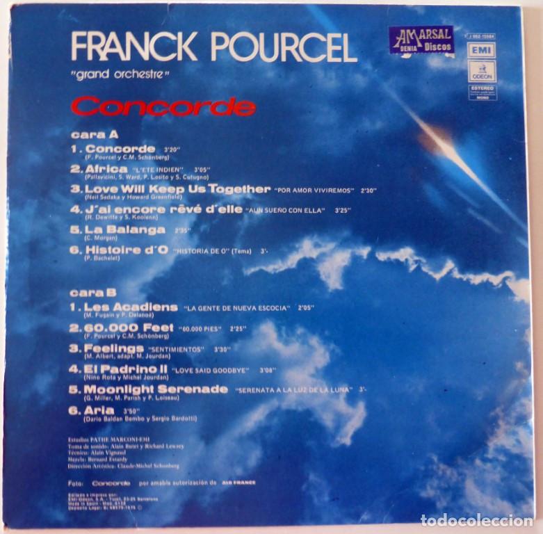Discos de vinilo: Franck Pourcel. Concorde. Emi-Odeon, Spain 1975 LP - Foto 2
