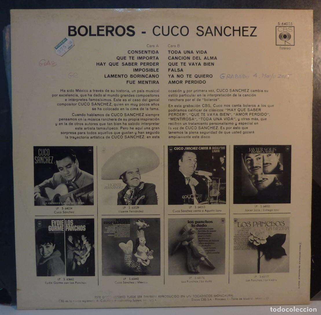 Discos de vinilo: CUCO SANCHEZ // BOLEROS // 1970 // (VG VG) // LP - Foto 2
