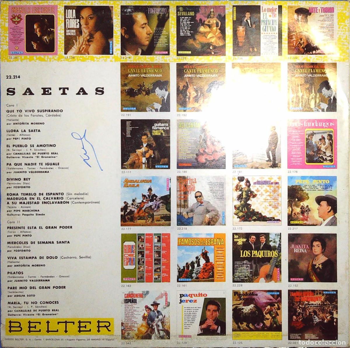 Discos de vinilo: LP SAETAS - Foto 2