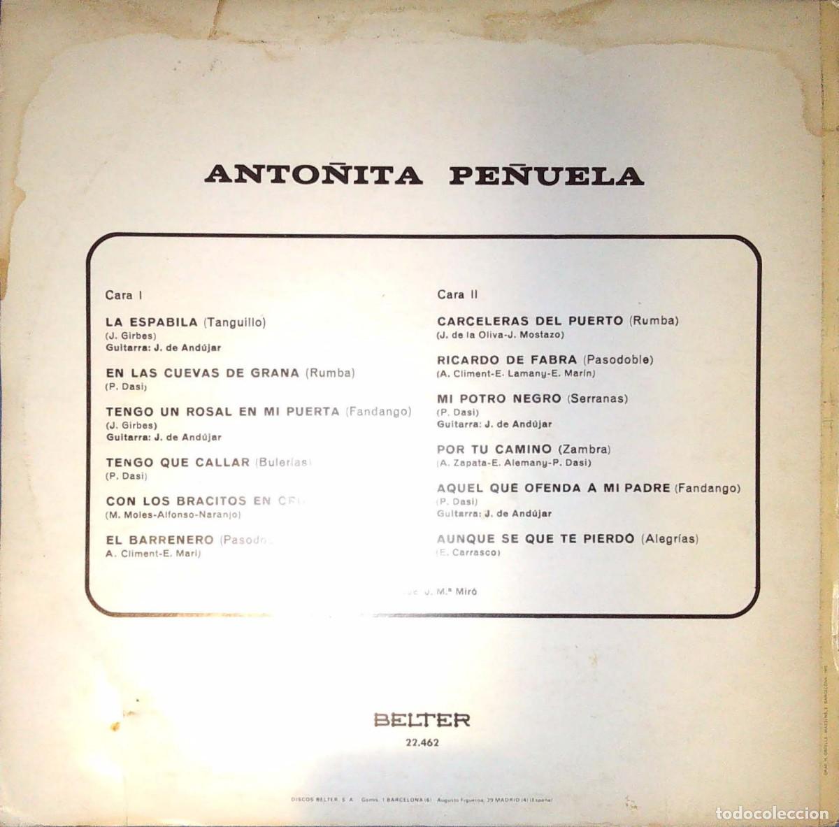 Discos de vinilo: LP ANTO&Ntilde;ITA PE&Ntilde;UELA - Foto 2
