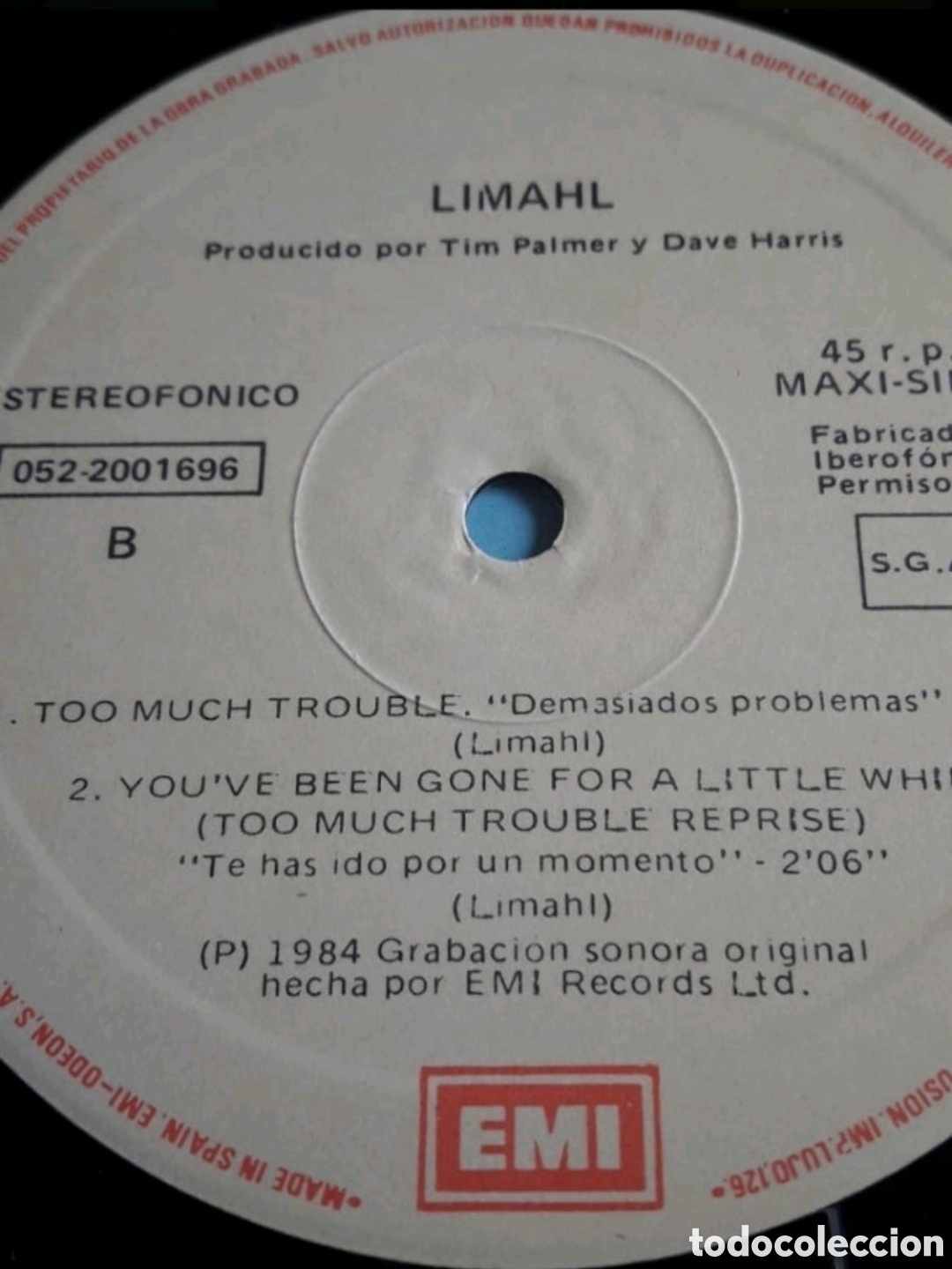 Discos de vinilo: Maxi single Limahl. Too Much Trouble - Foto 3