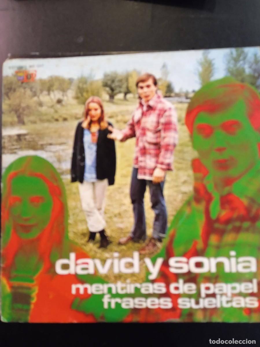 Discos de vinilo: DAVID Y SONIA- MENTIRAS DE PAPEL. SINGLE - Foto 1