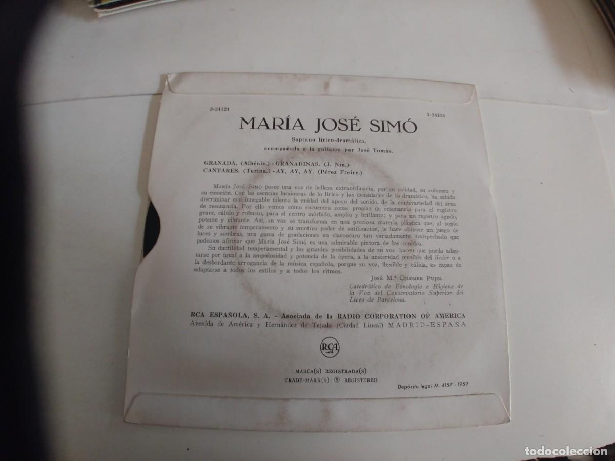 Discos de vinilo: MARIA JOSE SIMO-EP GRANADA +3 - Foto 2