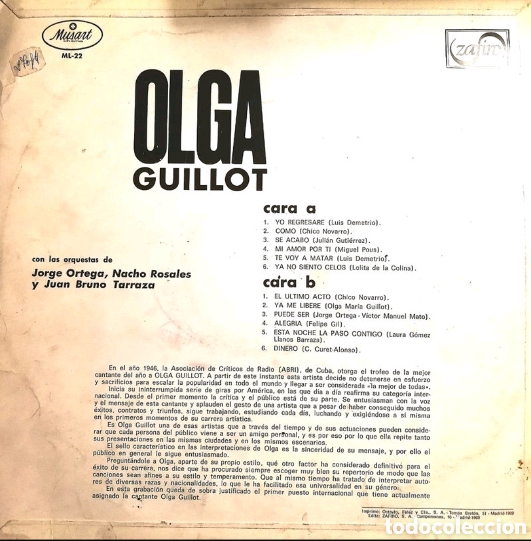 Discos de vinilo: Vinilo OLGA GUILLOT - Foto 2
