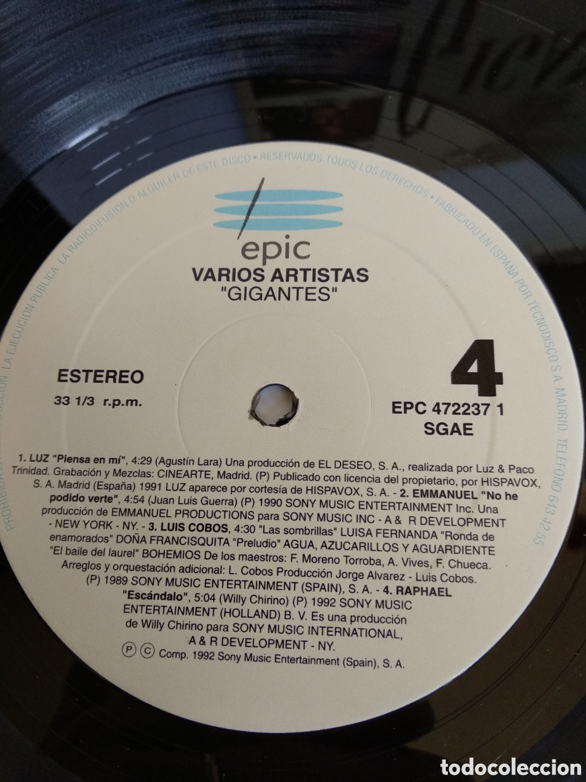 Discos de vinilo: *GIGANTES, SPAIN, EPIC, 1992, LC.5 - Foto 5