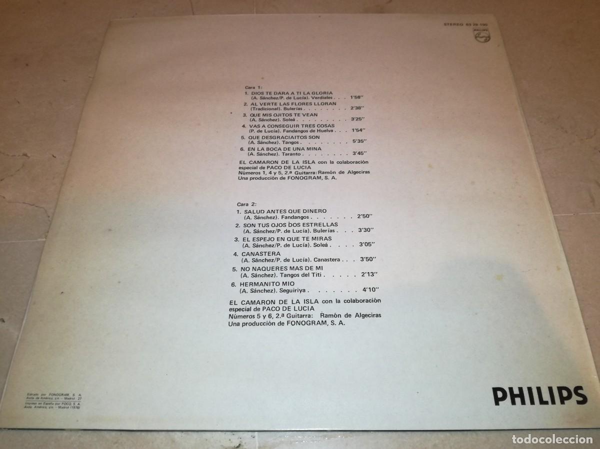 Discos de vinilo: EL CAMARON DE LA ISLA CON PACO DE LUCIA-DISCO DE ORO - Foto 2
