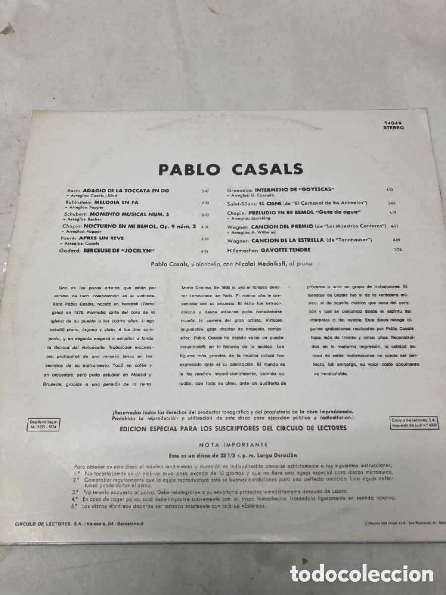Discos de vinilo: Pablo Casals vinilo - Foto 3