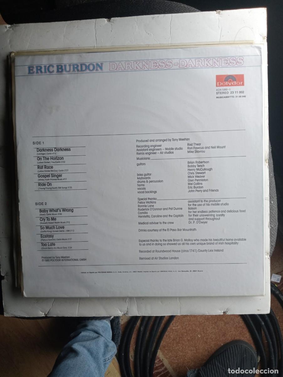 Discos de vinilo: eric burdon darkness darkness lp 1989 rock blues - Foto 2