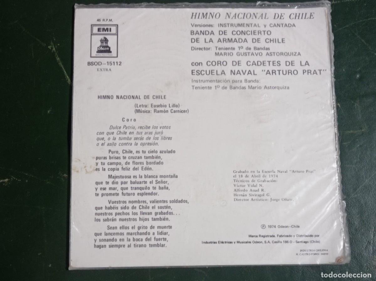 Discos de vinilo: Disco single himno Nacional de Chile - Foto 2