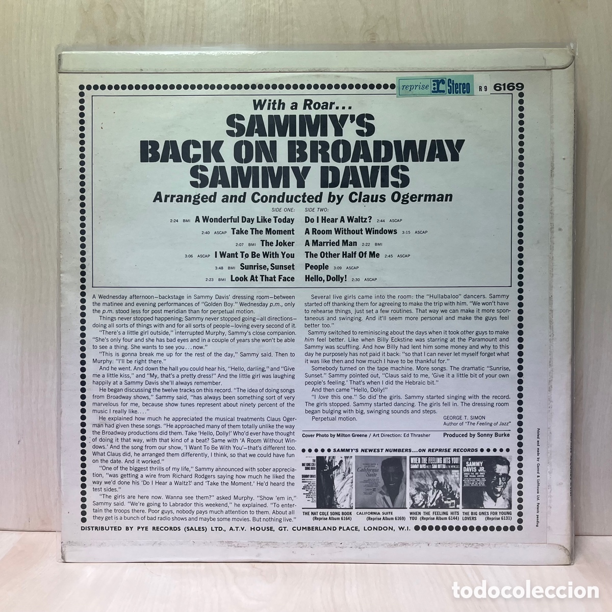Discos de vinilo: Sammy Davis - Sammys Back On Broadway (LP) - Foto 2