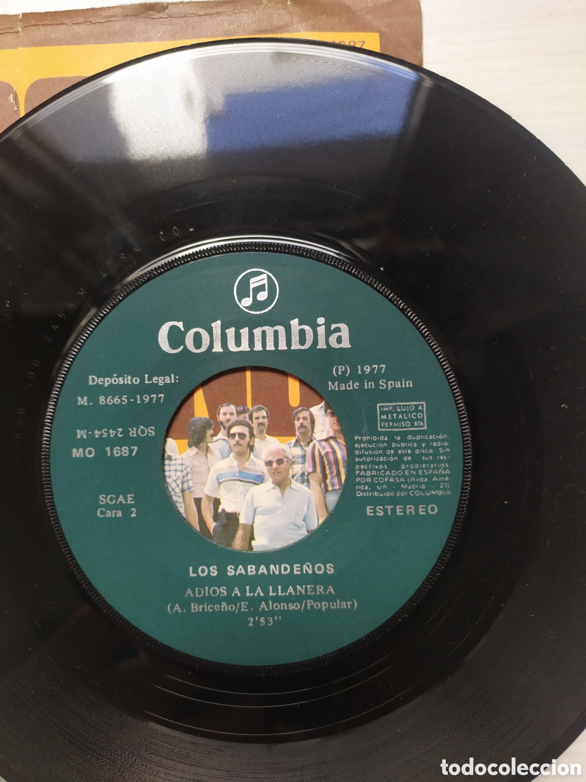 Discos de vinilo: Single Los Sabande&ntilde;os. Simon Bol&iacute;var / Adi&oacute;s a la llanera - Foto 4