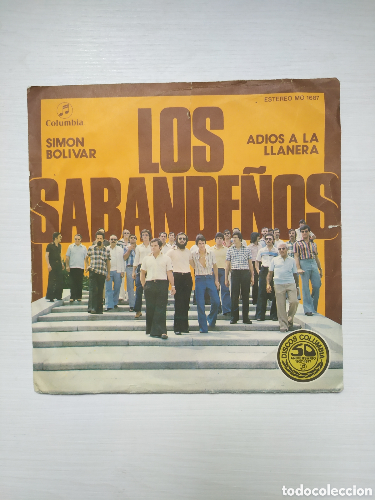 Discos de vinilo: Single Los Sabande&ntilde;os. Simon Bol&iacute;var / Adi&oacute;s a la llanera - Foto 1