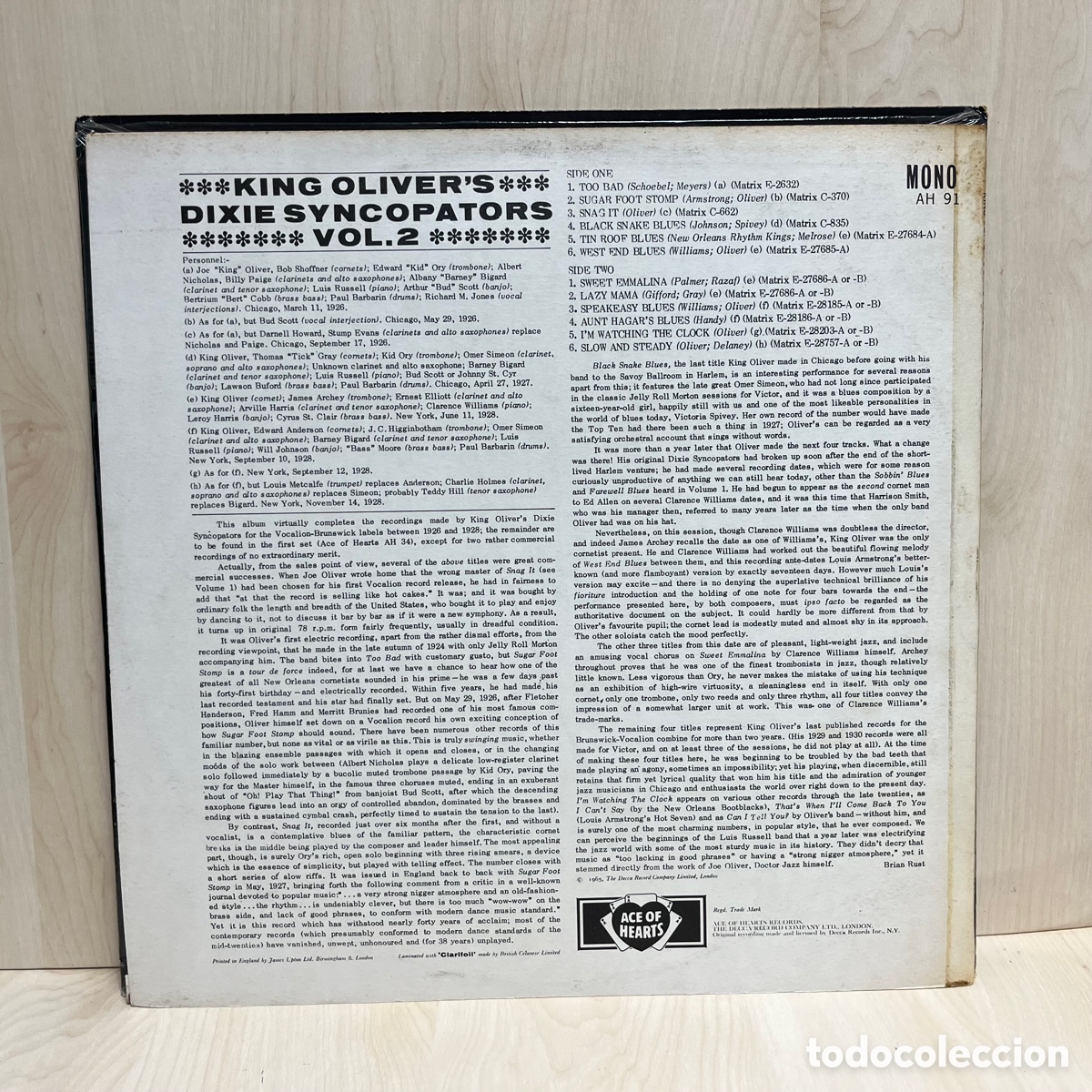 Discos de vinilo: King Olivers Dixie Syncopators Volume Two (LP, Comp, Mono) - Foto 2