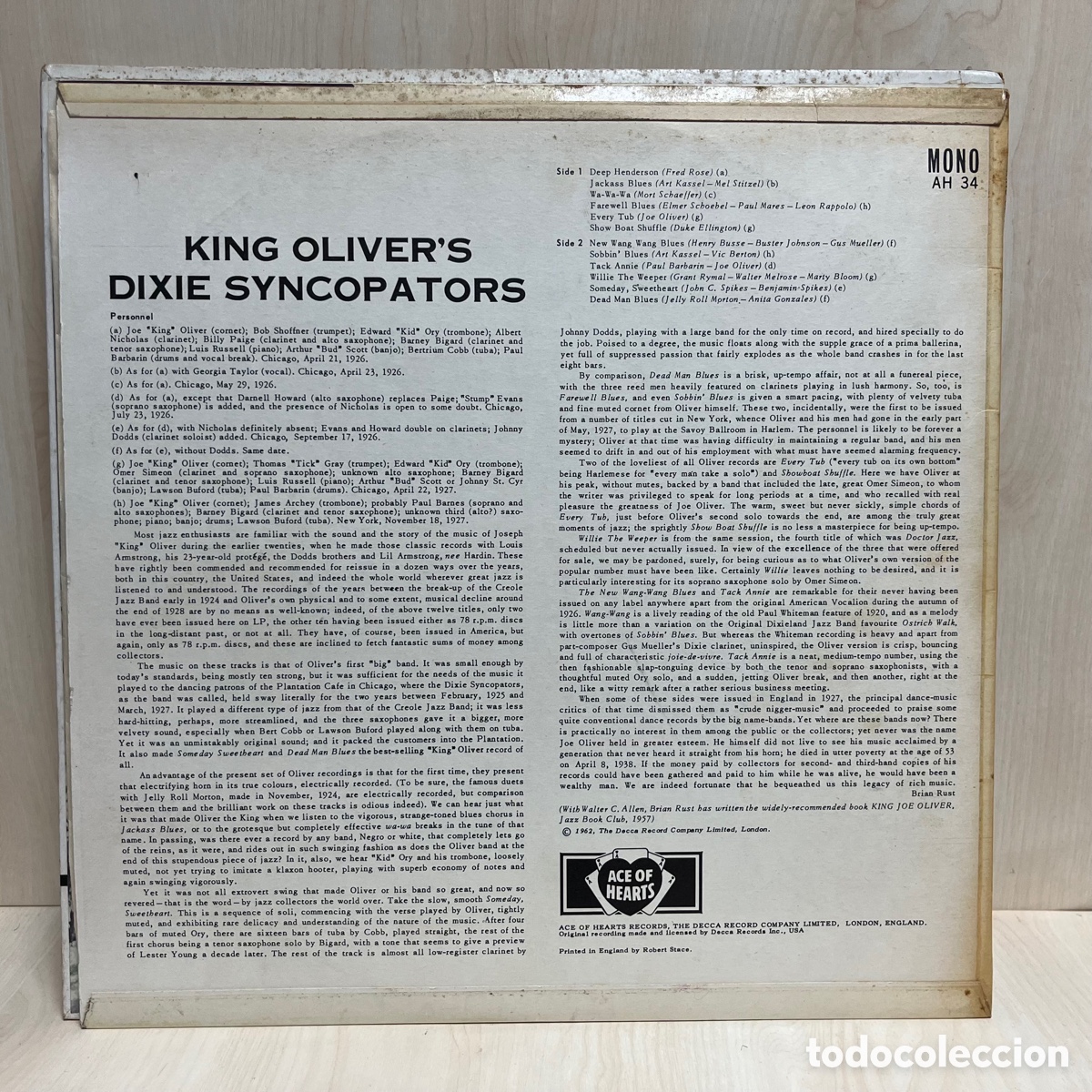 Discos de vinilo: King Oliver & His Dixie Syncopators - King Olivers Dixie Syncopators (LP, Comp) - Foto 2