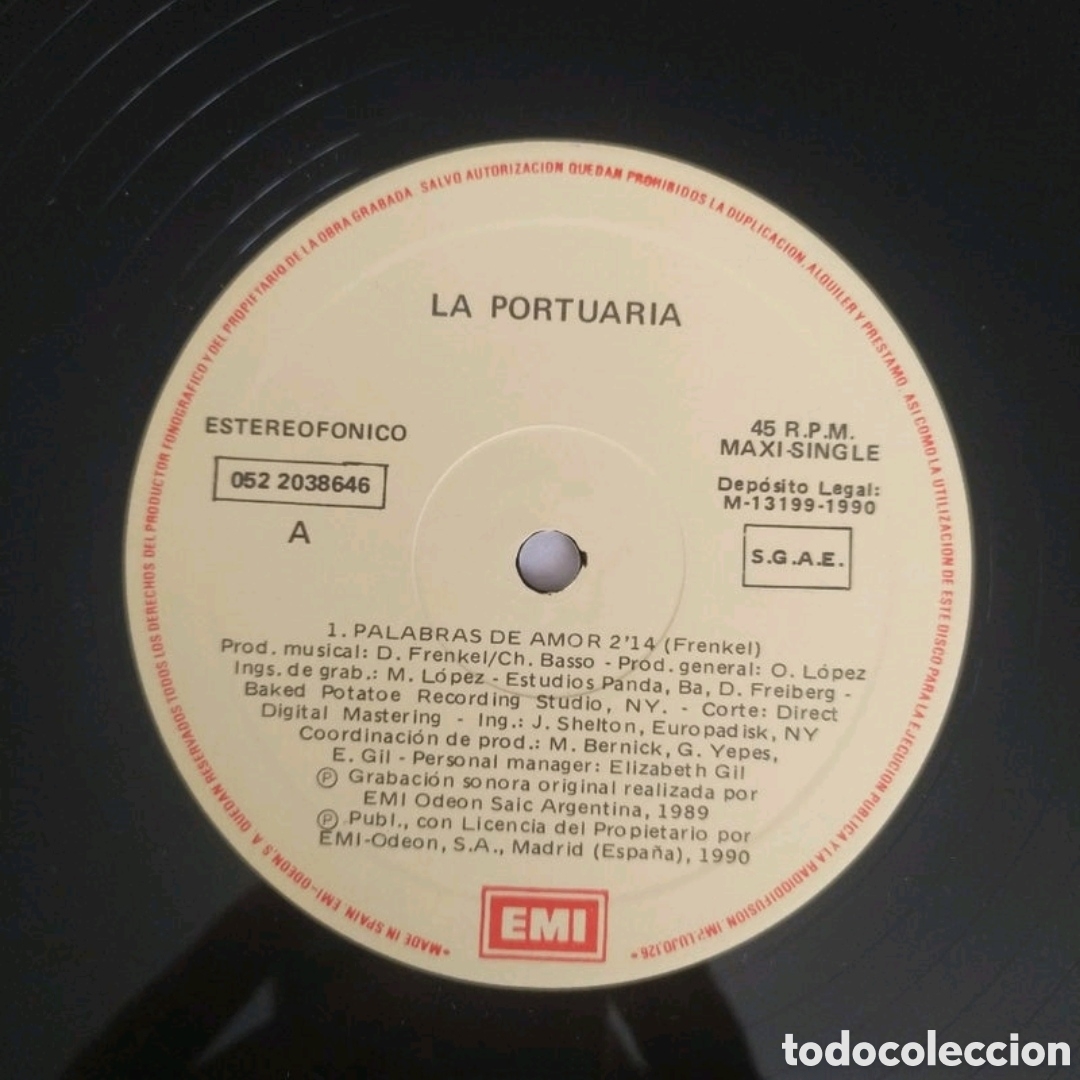 Discos de vinilo: Maxi single La Portuaria. Palabras de amor - Foto 3