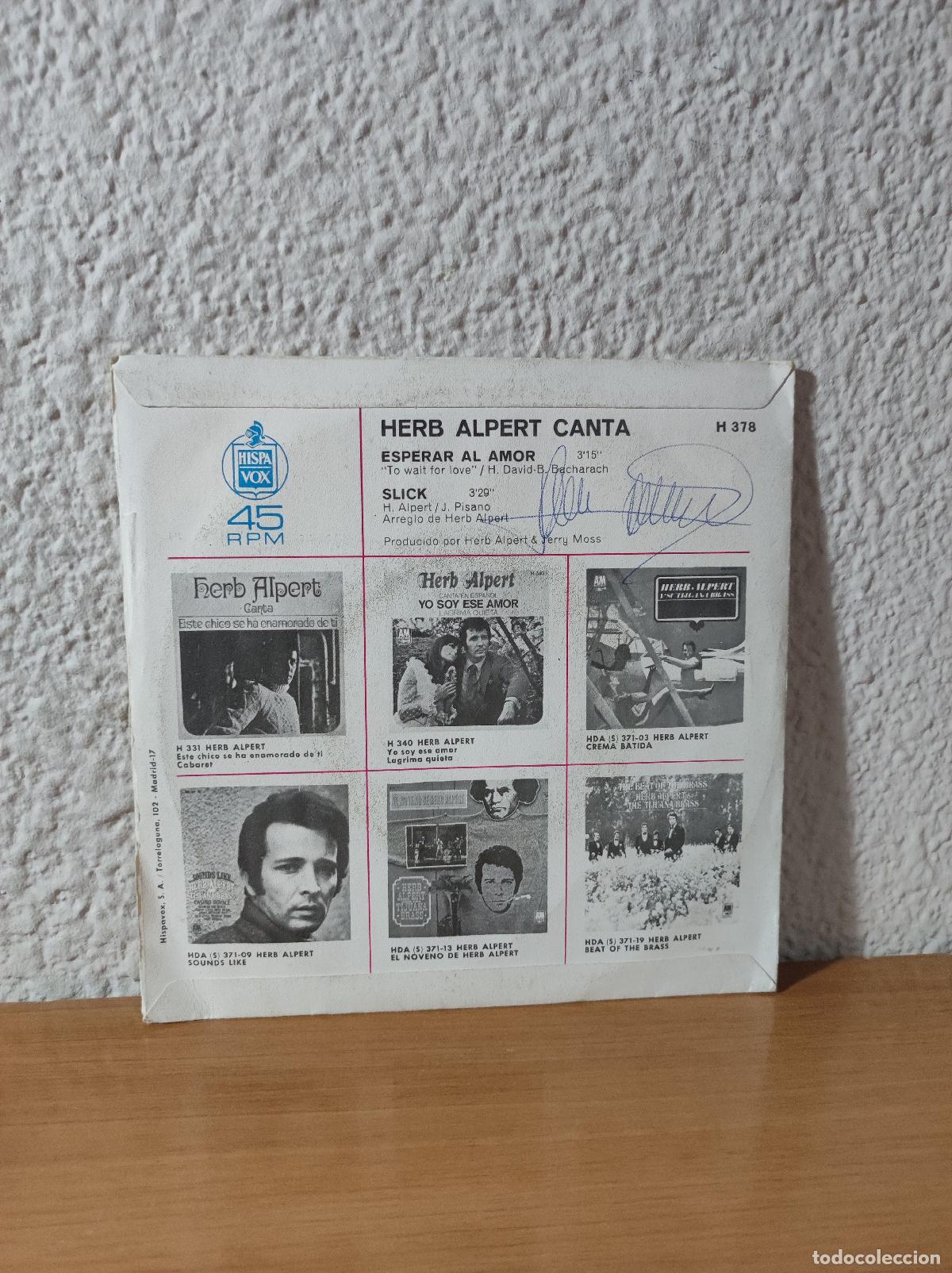 Discos de vinilo: ESPERAR AL AMOR SLICK HERB ALPERT - Foto 2