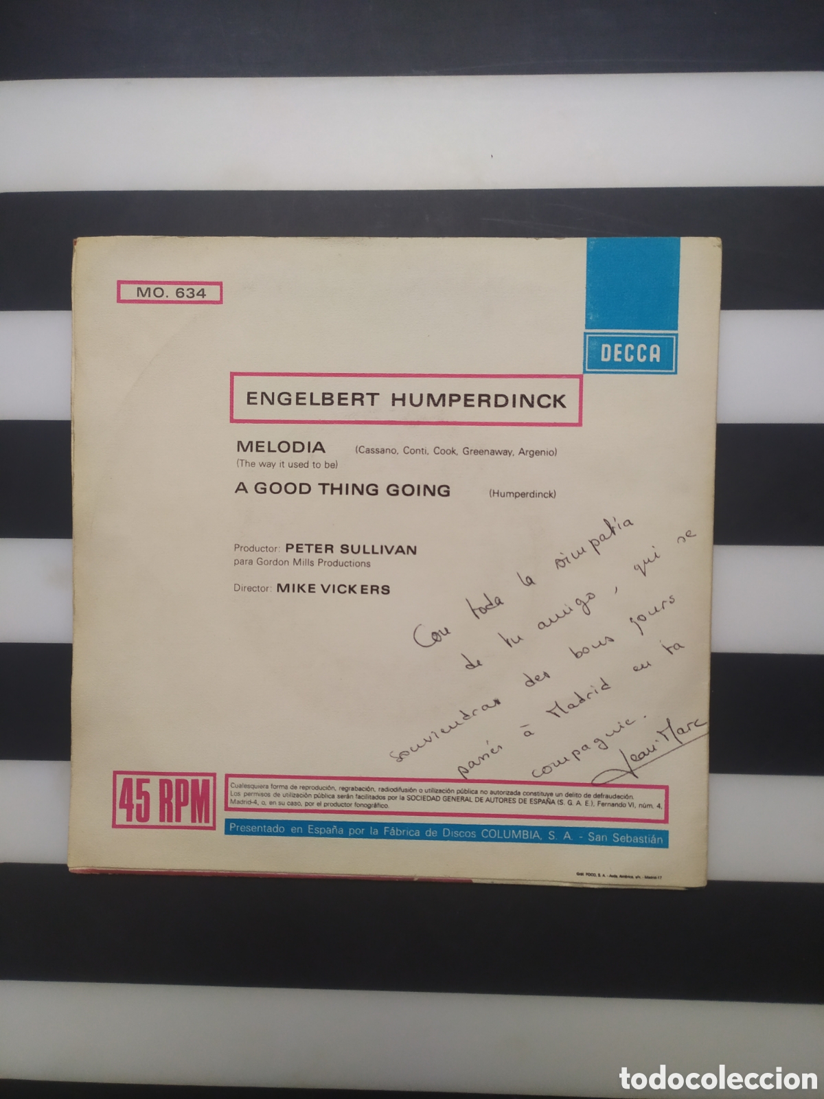 Discos de vinilo: Single Engelbert Humperdinck. Melod&iacute;a / A good thing going - Foto 2
