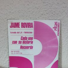 Discos de vinilo: JAIME ROVIRA CADA UNO CON SU HISTORIA / RECUERDA